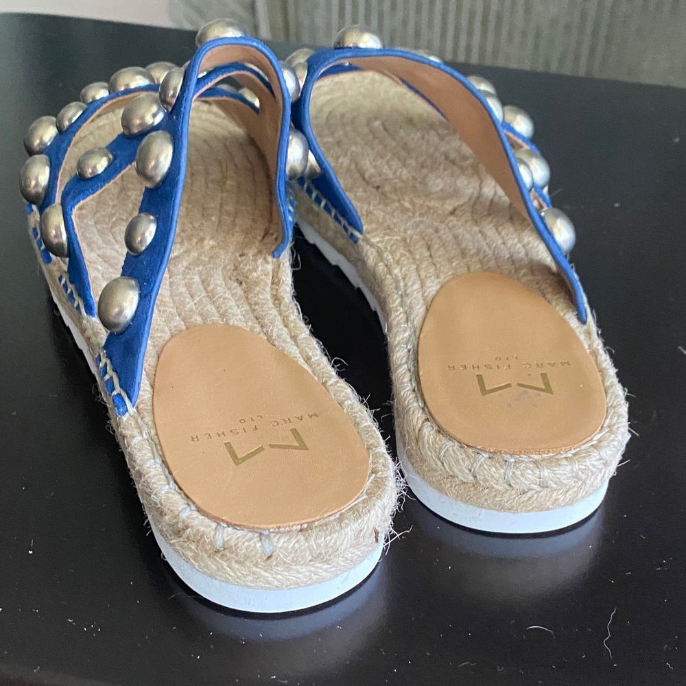 Marc Fisher Blue Studded Espadrille Slide Sandals - Picture 6 of 6